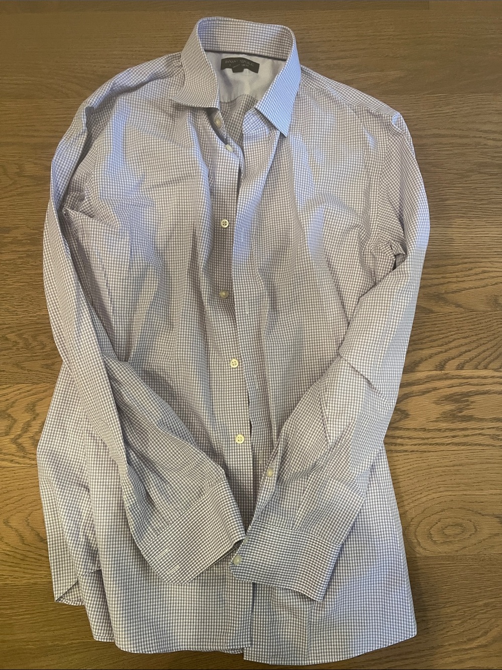 Banana Republic Light Blue & White Micro-Check Dress Shirt
